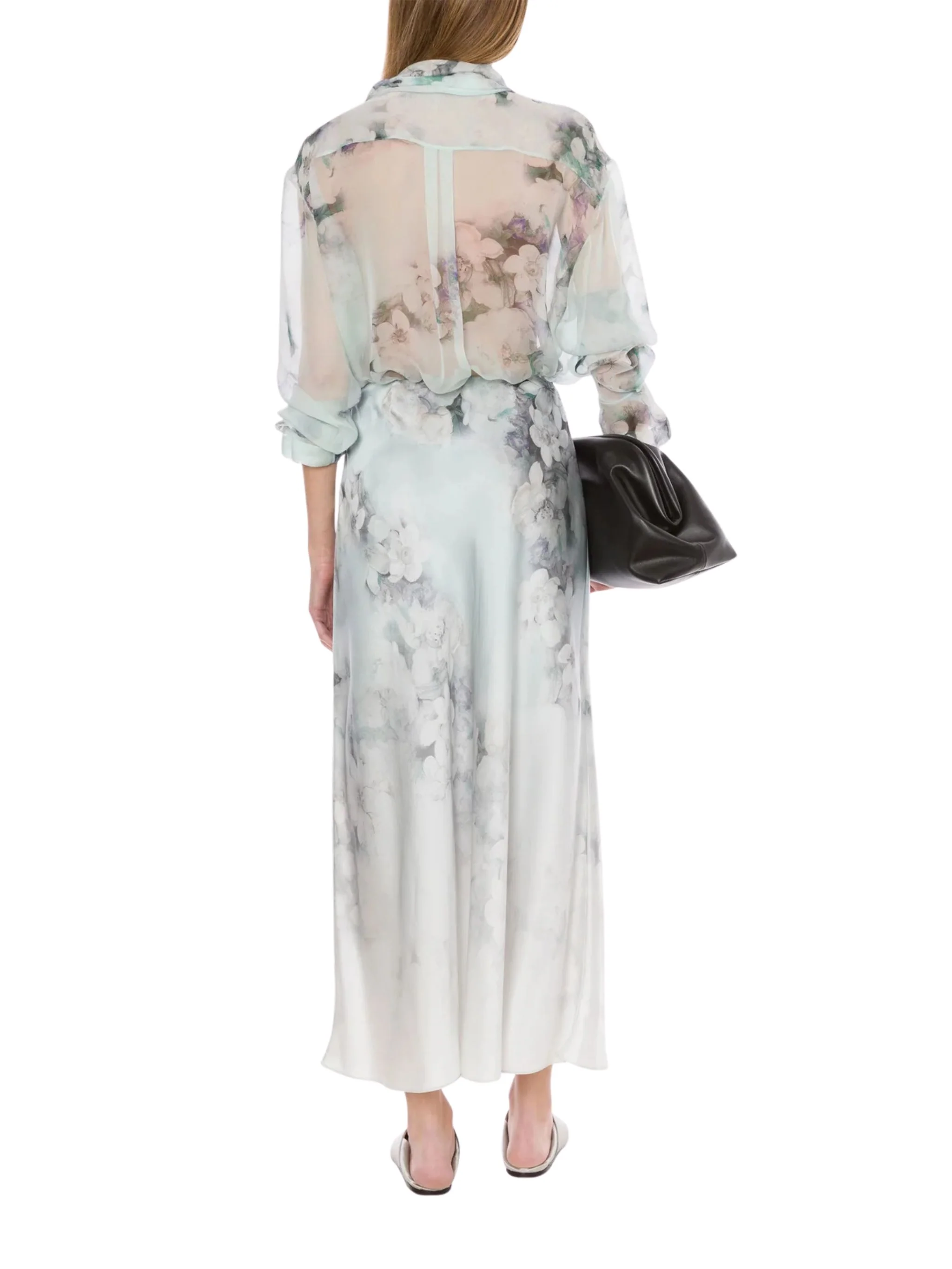 Long skirt in satin with degrade’ print - Image 3