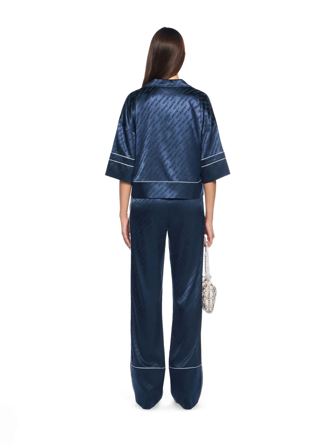 Jacquard satin pajama shirt - Image 4