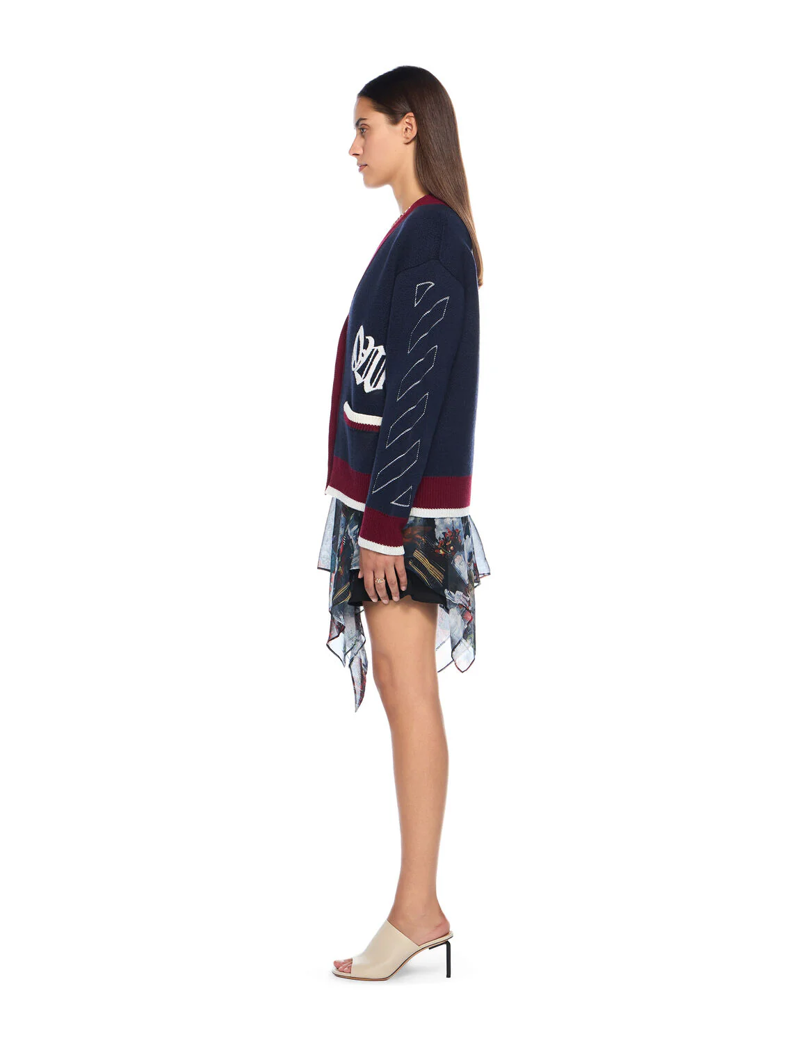 Jacquard knit varsity cardigan - Image 3