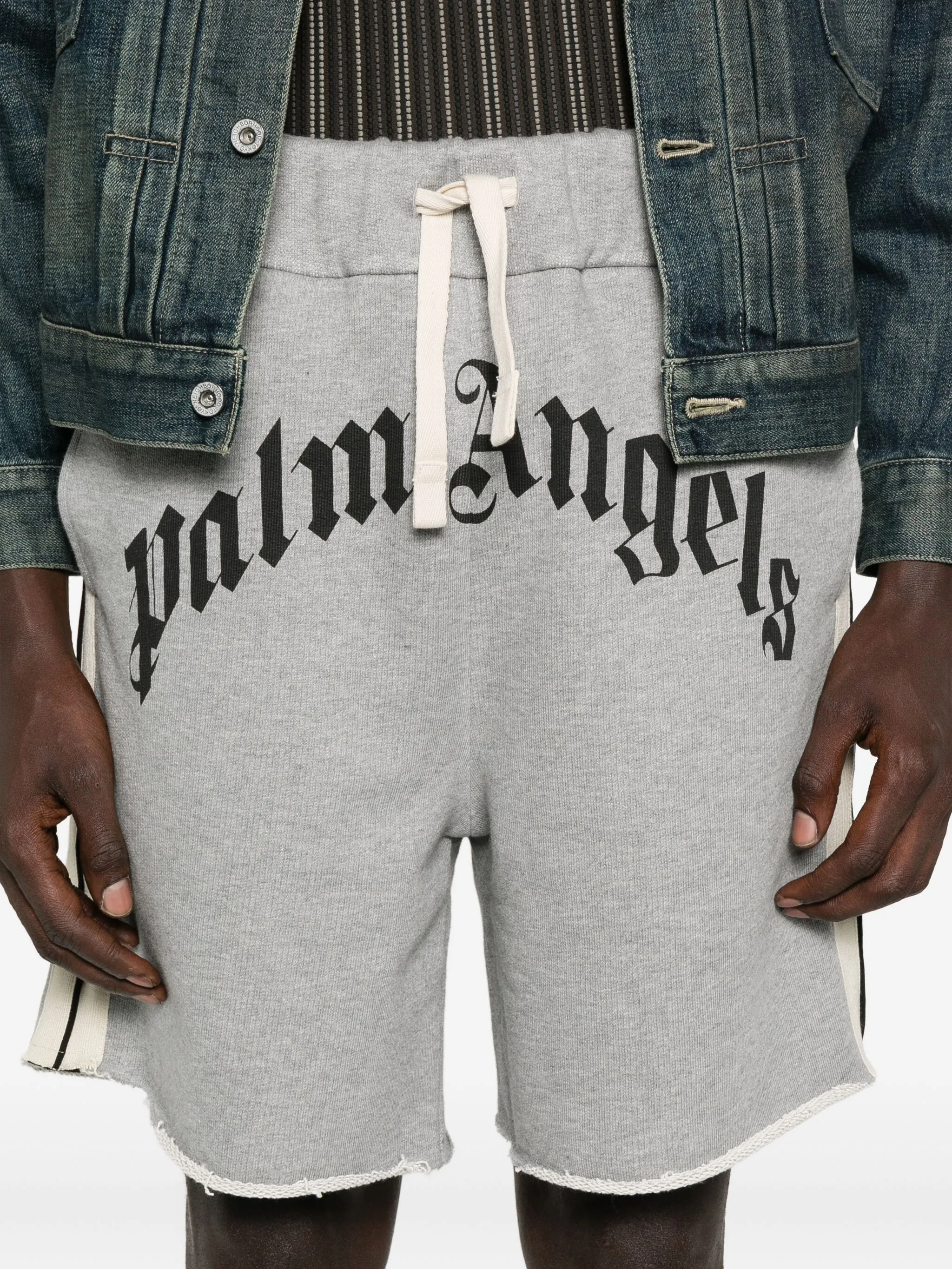 Curved logo track sweatshort grey melang - Image 5